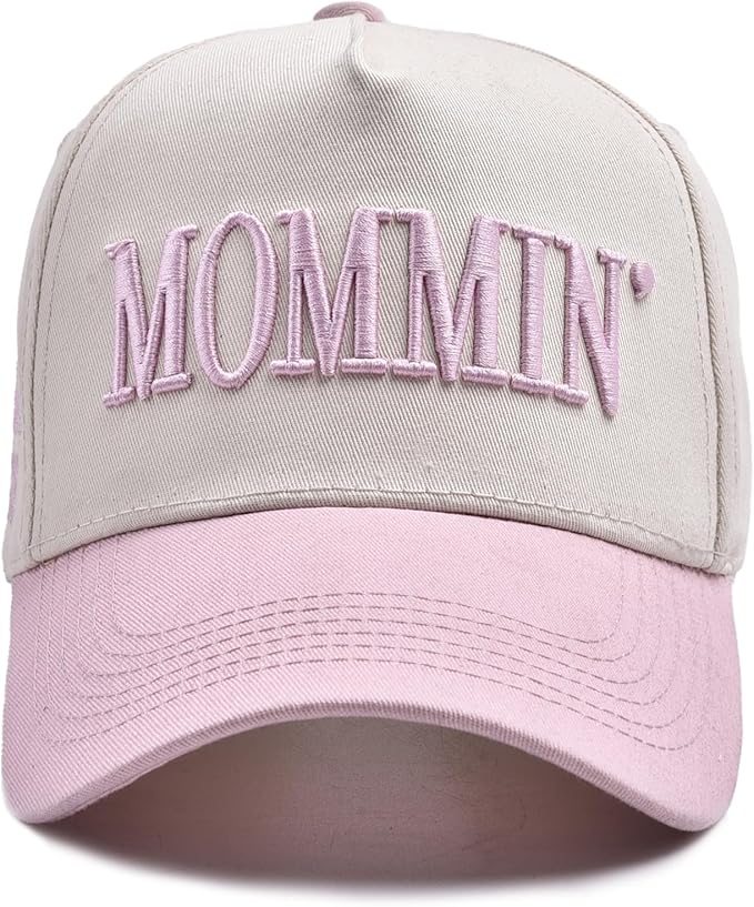 Women’s Mommin Trucker Hat – Vintage Two-Tone Ponytail Baseball Cap, Embroidered Adjustable Hat, Great Gift for Mom & Women