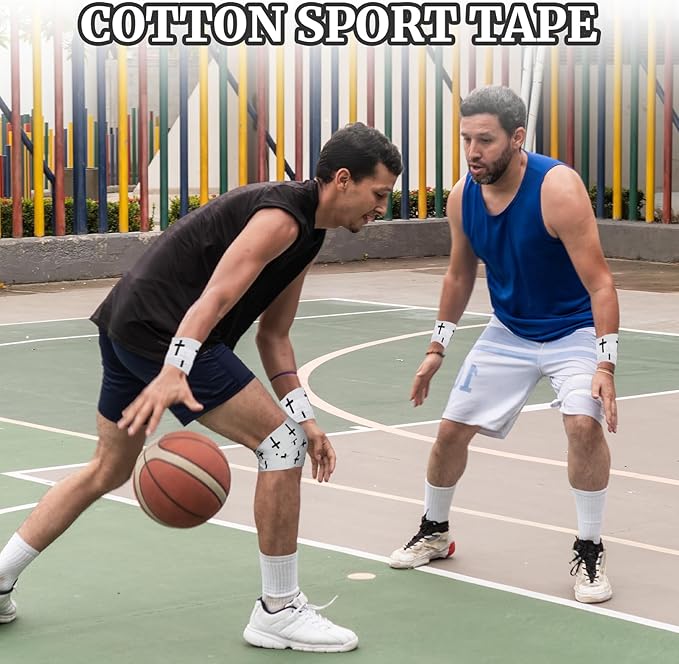 2Pcs Pre-Wrap White Christian Athletic Wrist Tape 2 Inch Wide, Soccer Baseball Drip Wrist Tape Cross Socks Accessories Drip Youth, Sport Supplies for Football Sports Baseball Gymnastics Athlete Injury