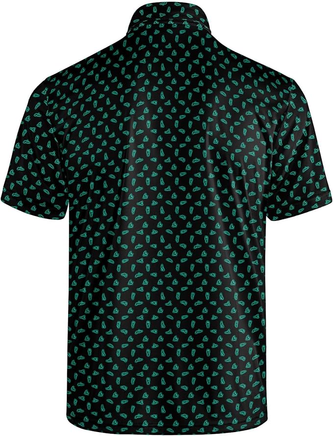 Golf Polo Shirts for Men Funny Print Short Sleeve Golf Shirts Performance Golf Polos