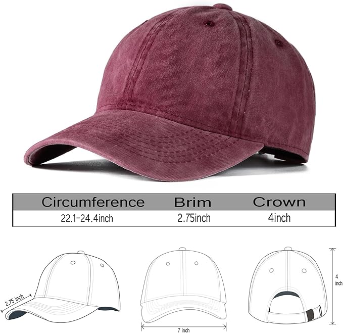 Edoneery Men Women Baseball Cap-Low Profile Adjustable Washed Cotton Golf Dad Hat