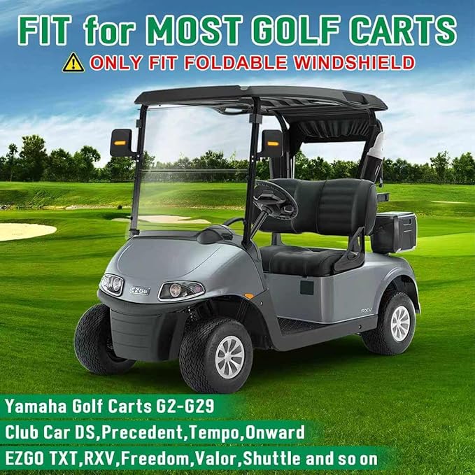 No Drilling Golf Cart Side Mirrors with Built-In Reflector, Universal Golf Cart Mirrors Fit For EZGO, Club Car, Yamaha, ICON, Star, Zone Golf Carts Large HD Shatterproof Folding Side View Mirrors