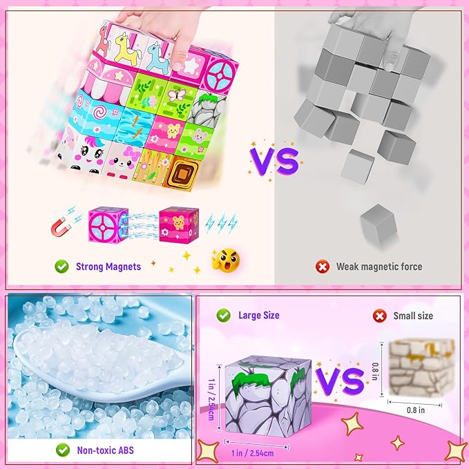 Magnetic Blocks, Magnet Blocks Tiles Constructions Toys, STEM Educational - Image 6