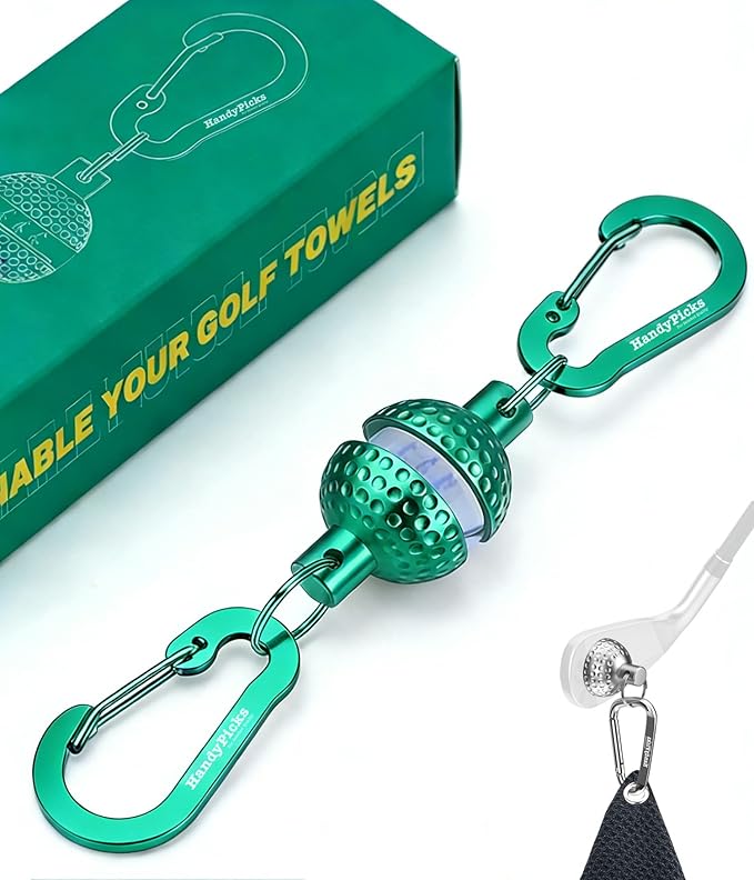 Handy Picks Magnetic Golf Towel Clip – Patented Mini Golf Ball Design – Convert Any Golf Towel with Eyelet into Magnetic Towel – Strong Magnet Holder for Cart, Bag & Clubs