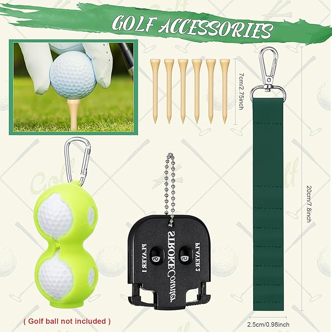 Syhood 21 Pcs Golf Accessories Kit Cleaning Kit Include Golf Brush, Towel, Groove Sharpener, Divot Repair Tool, Ball Alignment Portable Tool Gifts for Men or Women