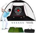 Gagalileo Golf Hitting Net Backyard Driving: 10x7FT Professional Backstop with Silent Velvet Target Portable Practice for Men Dad Complete Sport Set Gift