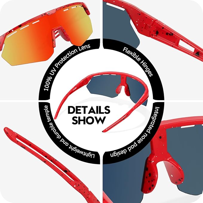 Youth Sports Sunglasses for Boys Girls Age 3-10, Lightweight Frame Kids Baseball Softball Cycling Sunglasses