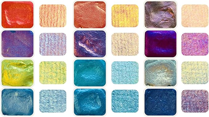 CSY art gallery Metallic Watercolor Paints Set Handmade Glitter Shimmering - Image 3