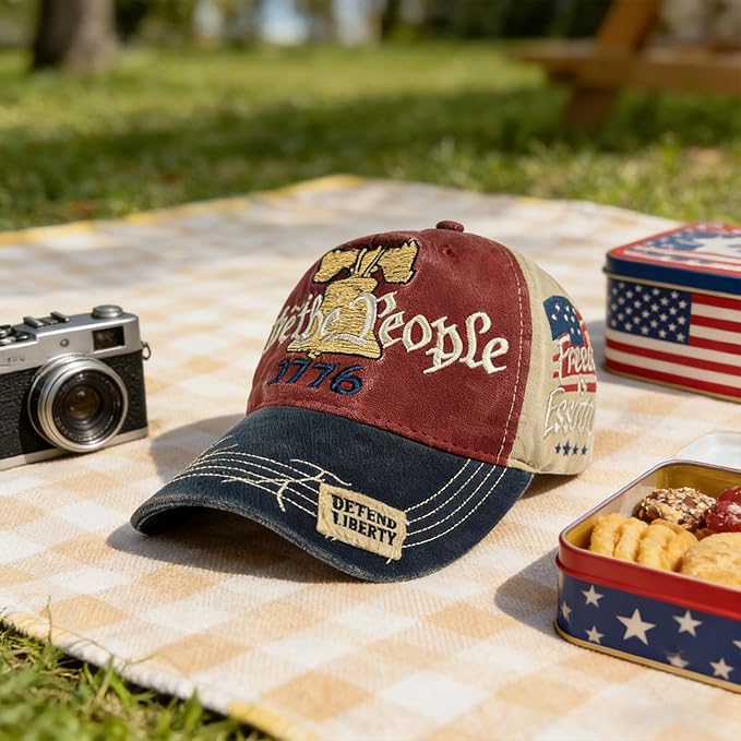 250 Years American Revolution Anniversary Cap, Adjustable Machine Embroidered Canvas Baseball Cap，Perfect for Independence Day & Patriotic Events