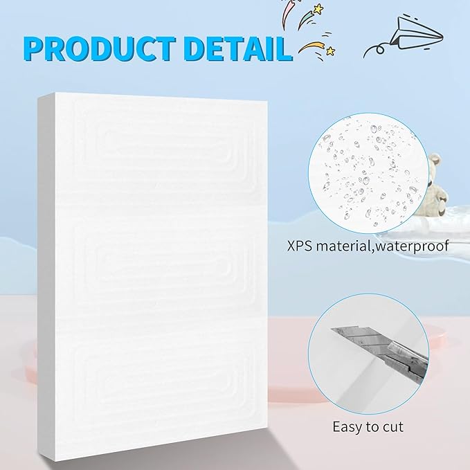LuckyFoam White 4 Pack 12x7.5x1 inch Foam Sheets 1 Inch Thick Polystyrene - Image 4