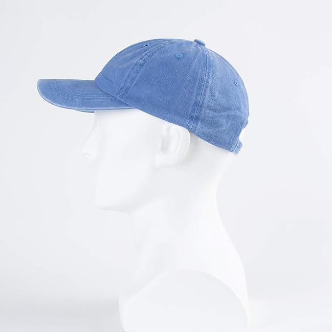 LANGZHEN Unisex Baseball Cap 100% Cotton Fits Men Women Washed Denim Adjustable Dad Hat