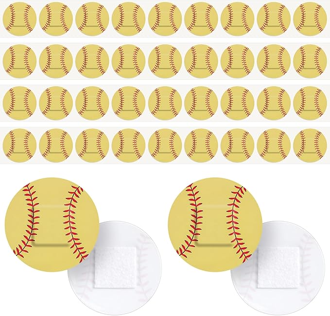 100 Pack Softball Bandages 1 Inch Round Softball Shape Dot Sports Adhesive Bandages for Small Wounds Scrapes First Aid Supplies for Athletes