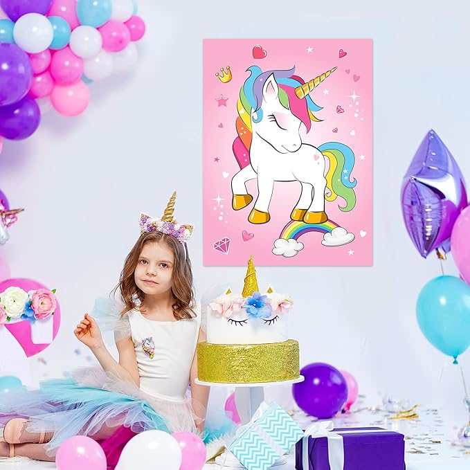 ASTARON Pin The Horn on The Unicorn Birthday Party Game - Image 5