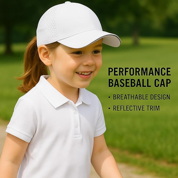 Little Girls Criss Cross Ponytail Hat Toddler Reflective Baseball Cap Kids Quick Dry Summer Sports Hats Age 3-8