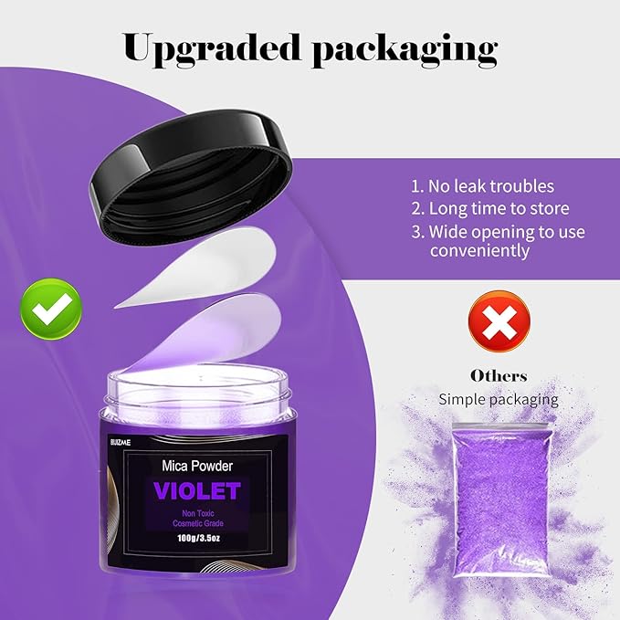 Violet Mica Powder Pigment -Cosmetic Grade Metallic Mica Powder - Image 3