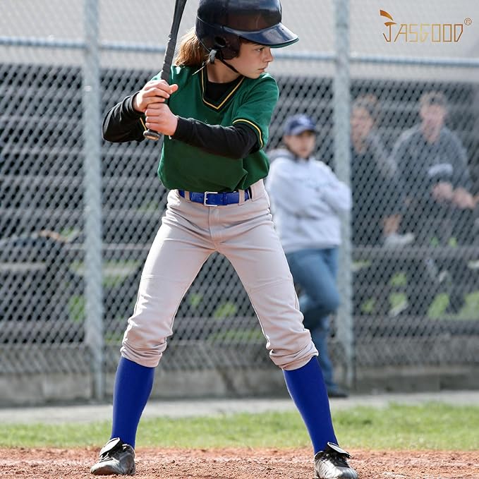 JASGOOD 2 Pack Baseball Socks and Belt Combo Set Softball Socks and Belts Elastic Waist Belt for Youth and Adult Boys