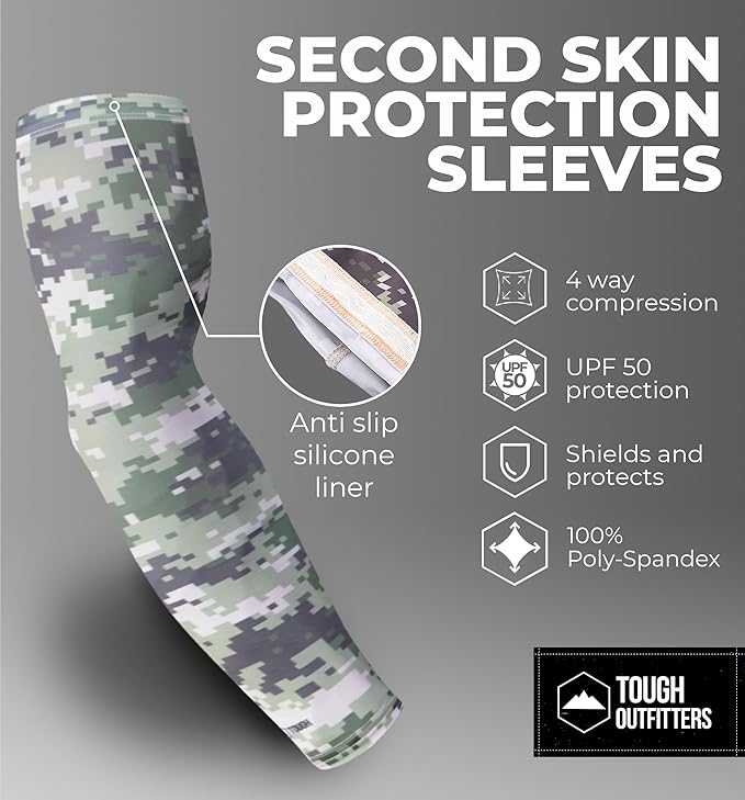 Tough Outdoors Baseball Arm Sleeve Youth & Adults - Compression Arm Sleeves for Kids Boys & Girls Men & Women - Football