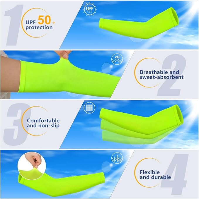 SATINIOR 6 Pairs Arm Sleeves for Kids, Compression UV Cooling Arm Sleeve for Baseball Football Youth Boy Girl Sports