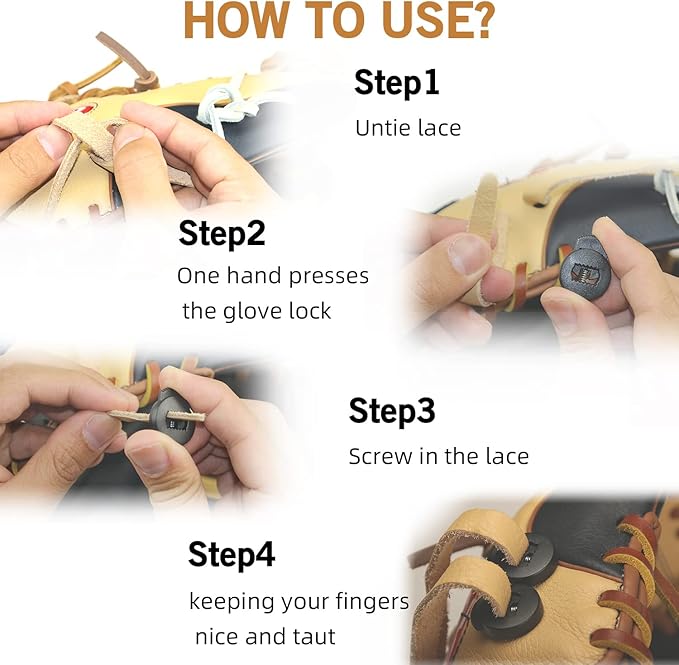 AliBall Glove Locks Baseball, Glove Lace Locks 8 Pack, Never Need Thying Knots Again, Fits All Baseball and Softball Gloves