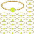 Tondiamo 24 Pcs Cheer Baseball Softball Soccer Basketball Football Tennis Bracelets Gifts Bulk Beaded Stretch Bracelets Charm Gifts Sport Jewelry Party Favors Supplies