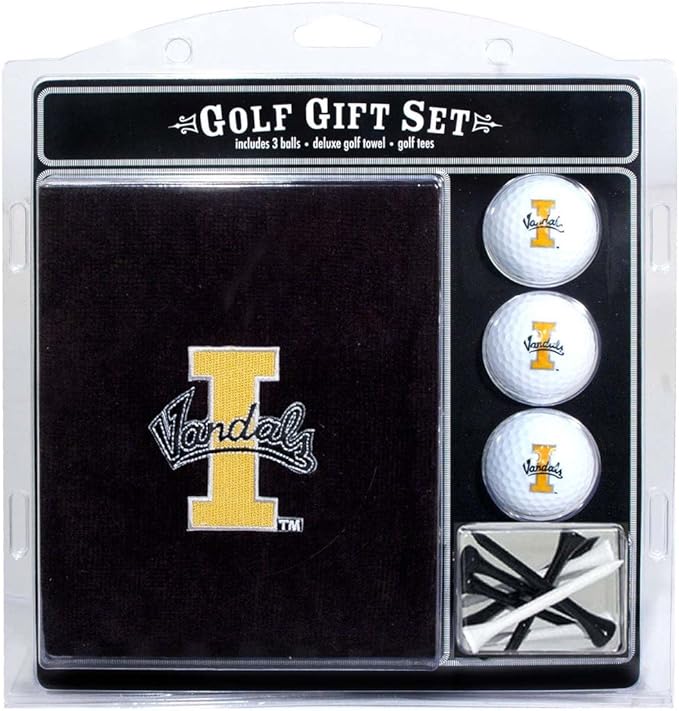 Team Golf NCAA Gift Set Embroidered Golf Towel, 3 Golf Balls, and 14 Golf Tees 2-3/4" Regulation, Tri-Fold Towel 16" x 22" & 100% Cotton