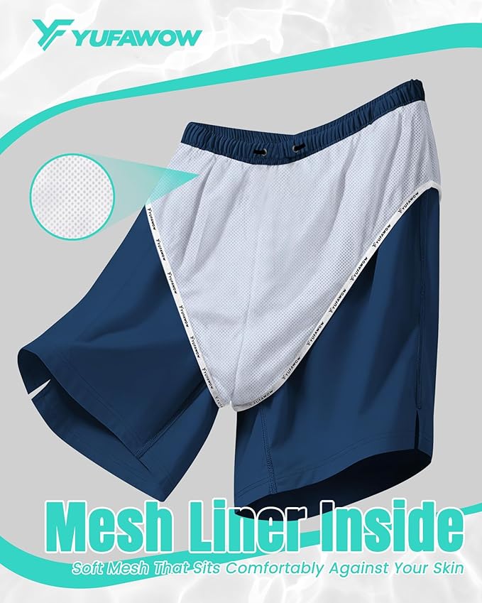 9 Inch Men Swim Trunks with Mesh Lining Quick Dry Breathable Pockets for Summer Beach Cruise Water Park Gym Running