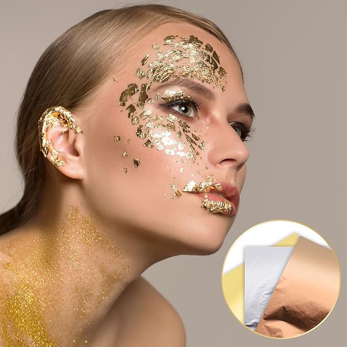 150 Pcs Gold Leaf Sheets for Art 3 Colors Gold Foil Sheets 5.5" X 5.5" Golden - Image 7