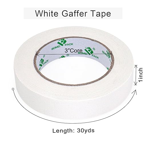 BOMEI PACK White Gaffer Tape, Matte Non-Reflective, 1inch x 30yds No Residue - Image 3