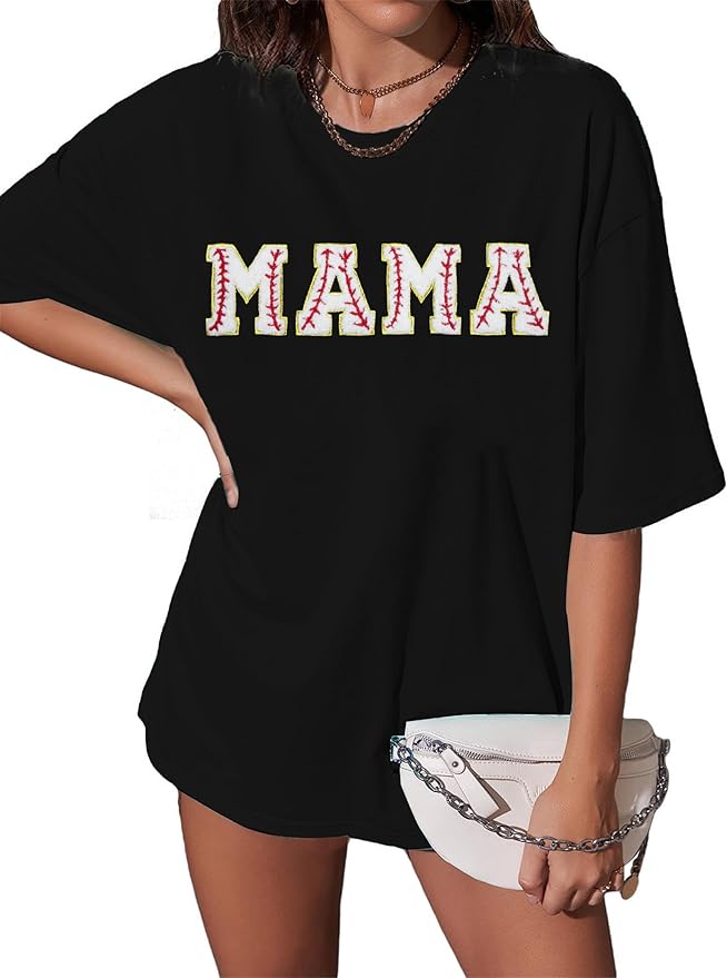 Baseball Mom Shirt Women Baseball Shirt Oversized Chenille Game Day Tops Sports Fan Gift Clothes