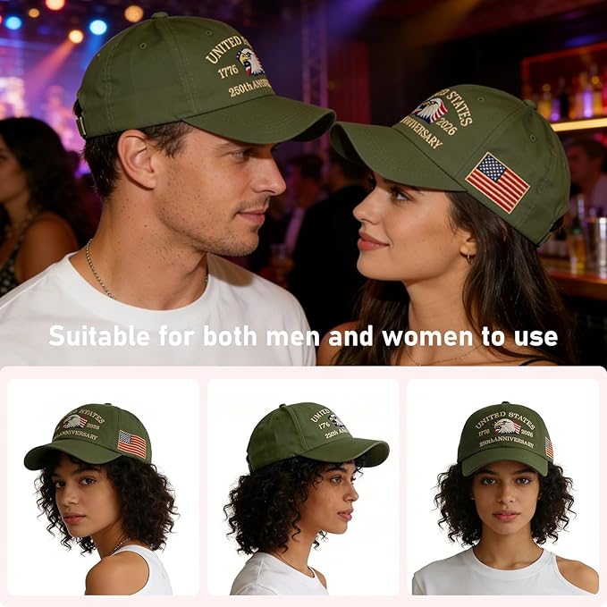 U.S.A 250th Anniversary Embroidered Baseball Cap Adjustable 1776-2026 Anniversary Birthday Retro Patriots Hat for Men Women