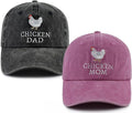 Chicken Mom and Chicken Dad Hat for Women Men, Funny Adjustable Cotton Embroidered Farm Hen Lovers Baseball Cap