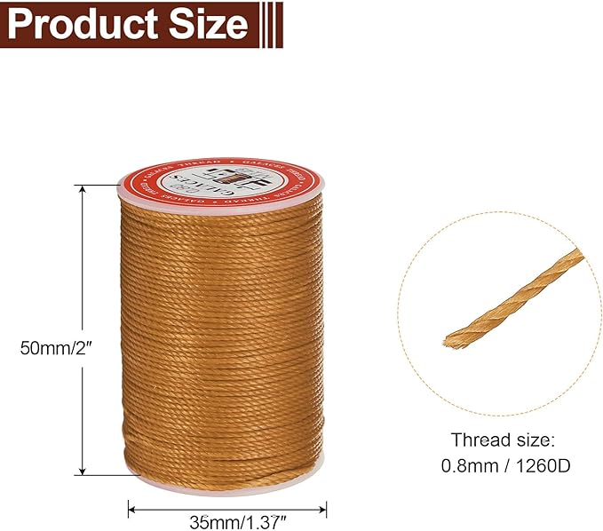 uxcell Round Leather Sewing Waxed Thread, 55m / 60 Yards Polyester Wax String - Image 2