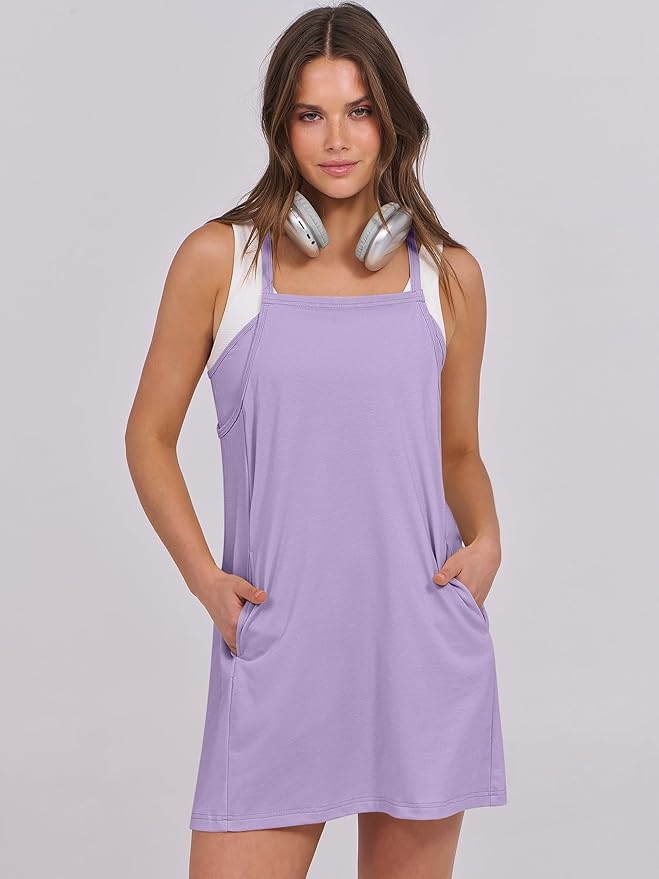 ANRABESS Women Summer Dress 2026 Beach Vacation Outfits Tennis Athletic Workout Romper Dress Built in Shorts Travel Clothes