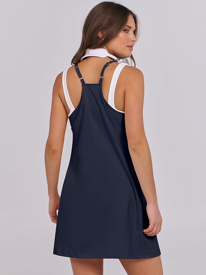 ANRABESS Women Summer Dress 2026 Beach Vacation Outfits Tennis Athletic Workout Romper Dress Built in Shorts Travel Clothes