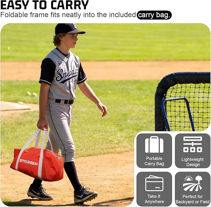 Storgem 6'X6' Baseball Softball Practice Net, Portable Baseball Net for Batting, Hitting, Pitching and Fielding, Carry Bag, Strike Zone and Batting Tee, Great for Kids Adult Youth
