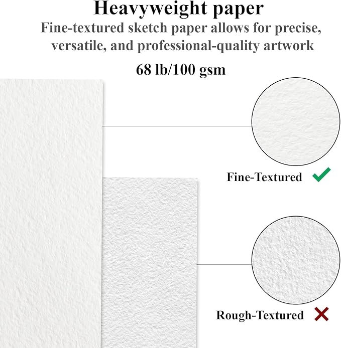 Fuxi Sketchbook 8.5x11, 100 Sheets Hard Cover Sketch Book 8.5" x 11", 68 - Image 3