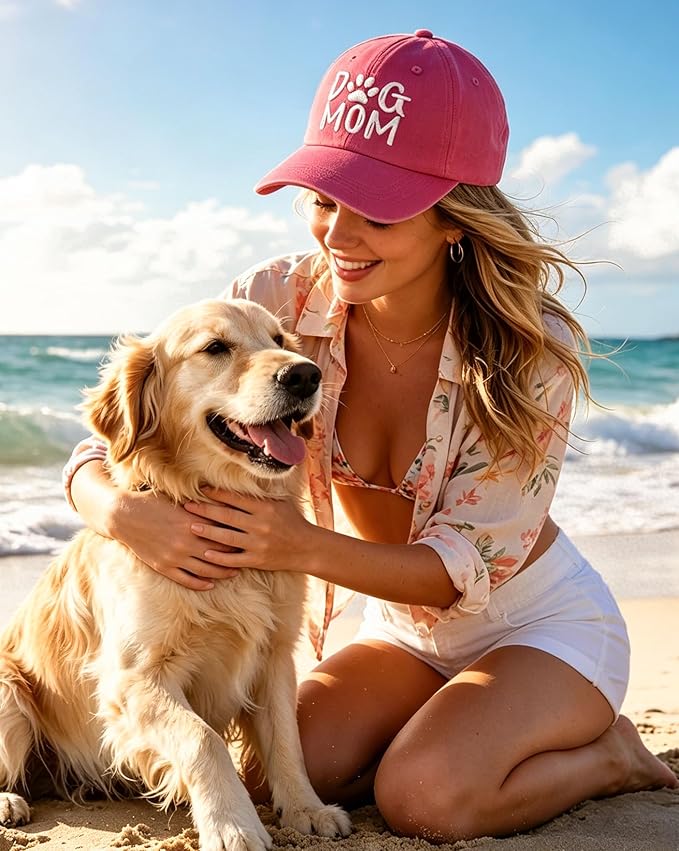 Waldeal Women's Embroidered Dog Mom Hat Adjustable Denim Baseball Cap