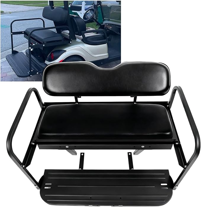 ECOTRIC Golf Cart Rear Seat Kit Compatible with 2007-2016 Yamaha Drive G29 Flip Up Folding down Back Seat Black
