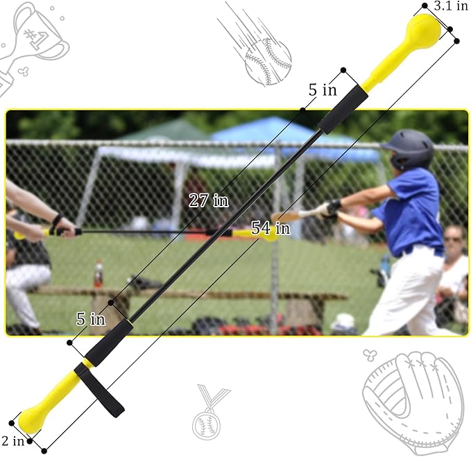 Baseball Hitting Stick,Batting Practice Equipment for Baseball and Softball,Extended Handlebar with Grip Strap,Ideal One-on-One Baseball Training Equipment