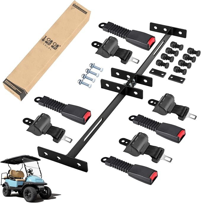 10L0L Golf Cart Seat Belts Kit,Universal for 4 Passenger/2+2 Seats EZGO TXT Club Car Yamaha,42” Belts with Bracket with Street-Legal Upgrades