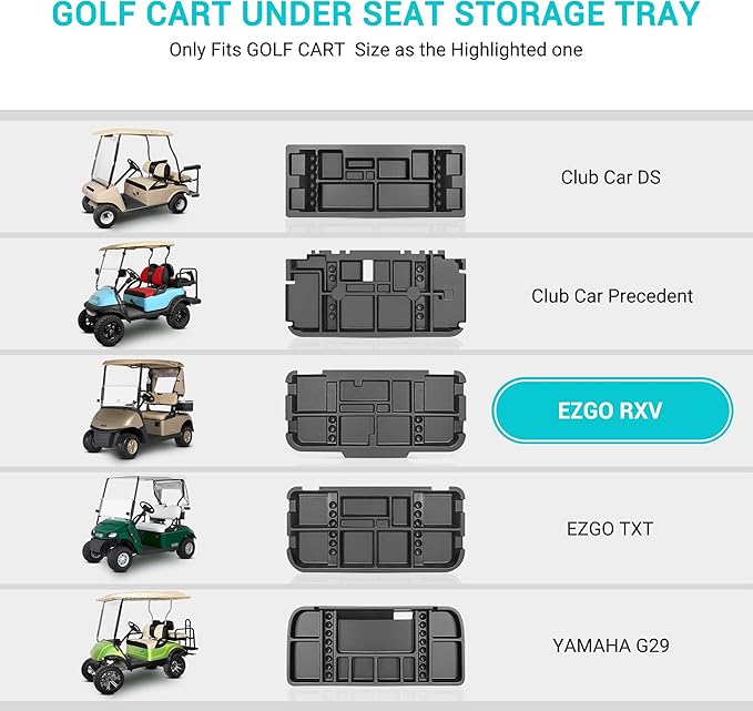 10L0L Golf Cart Under Seat Storage Tray Fits EZGO TXT, RXV, Club Car DS, Club Car Precedent, Yamaha G29, Electric Vehicle with Original Trojan Battery Underseat Organizer Container Holder Plate