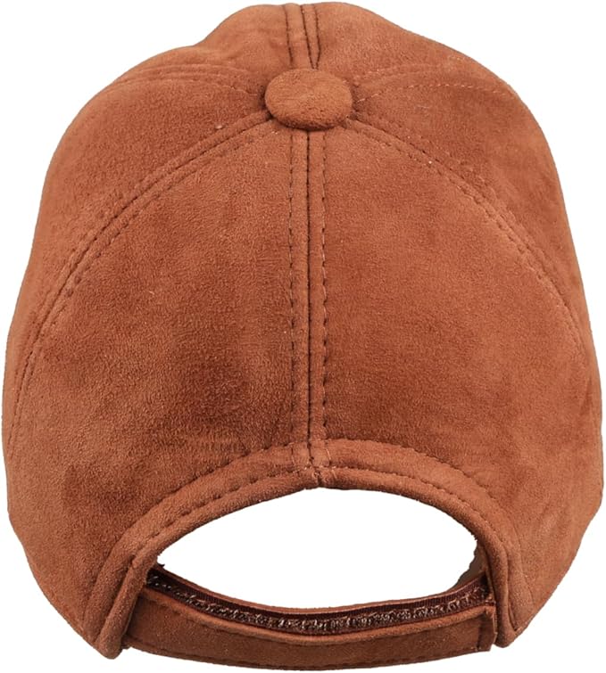 Suede Leather Baseball Cap – Unstructured 6 Panel Adjustable Strapback Hat for Men & Women