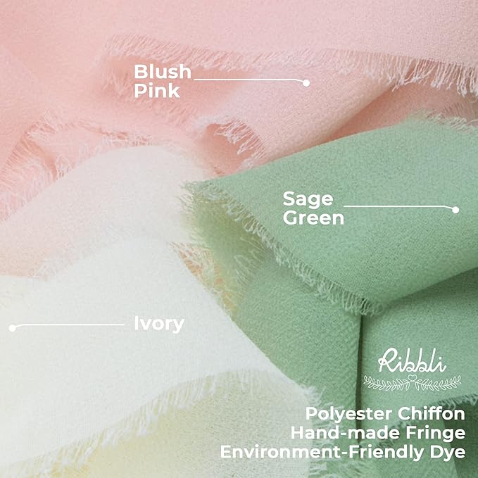 Ribbli Blush Pink Chiffon Ribbon 1-1/2 inch x 20 Yard Handmade Fringe Chiffon - Image 5