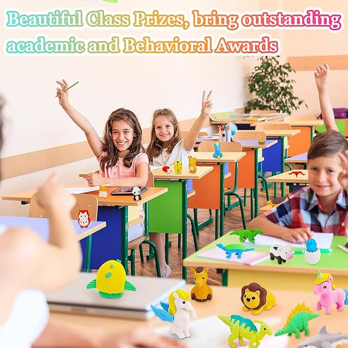 150Pcs Animal Erasers Kids Desk Pets Pencil Erasers 3D Puzzle Bulk Mini Animal - Image 9