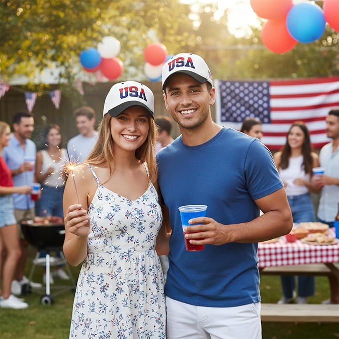 USA Flag Baseball Cap American Patriotic Trucker Hat Father Dad Mother Mom Adjustable Sportswear Hat for Men Women Adults