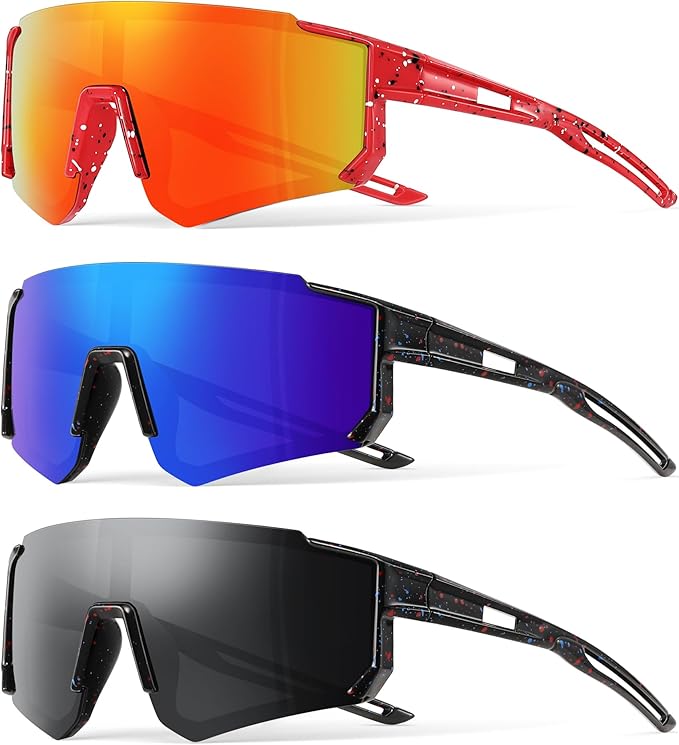 3PACK Kids Sunglasses Youth Baseball Sunglasses for Boys Girls Age 4-12,Softball Sports Cycling Goggles UV Protection