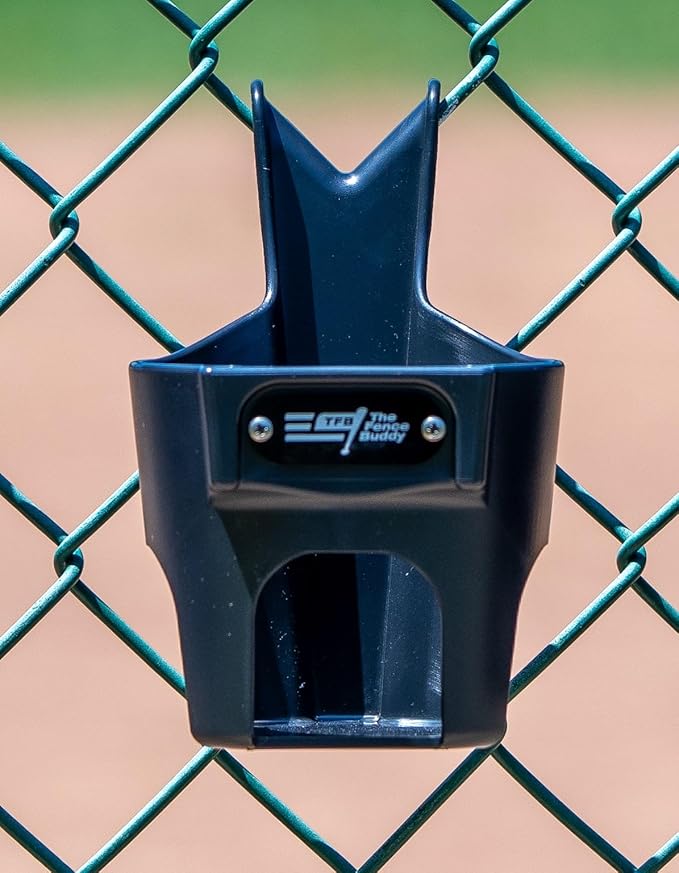 Fence Cup Holder | Drink Holder for Chain Link Fence | Fits Stanley, Yeti & Gatorade | Baseball Dugout, Softball, Pickleball & Tennis | Made in USA | The Fence Buddy (Black)