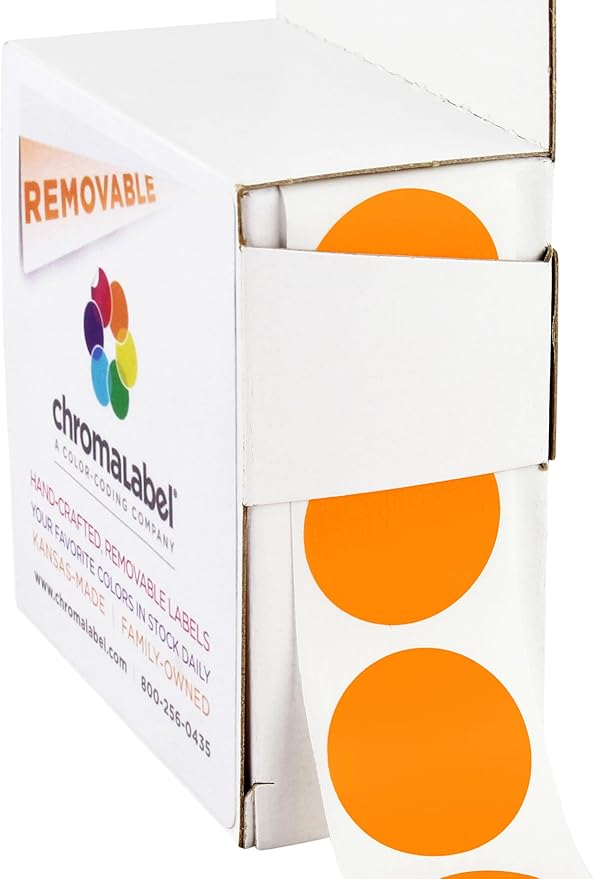 ChromaLabel 1 Inch Round Label Removable Color Code Dot Stickers, 1000 Labels by ChromaLabel