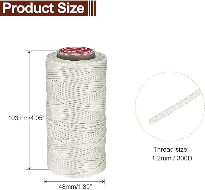 uxcell Flat Leather Sewing Waxed Thread, 140m / 153 Yards Polyester Wax String - Image 2