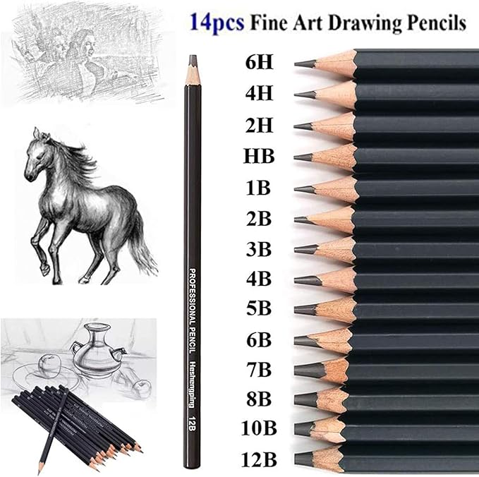 Heshengping, Sketching and Drawing Pencils Set-26pcs, Art Supplies Drawing Kit - Image 2