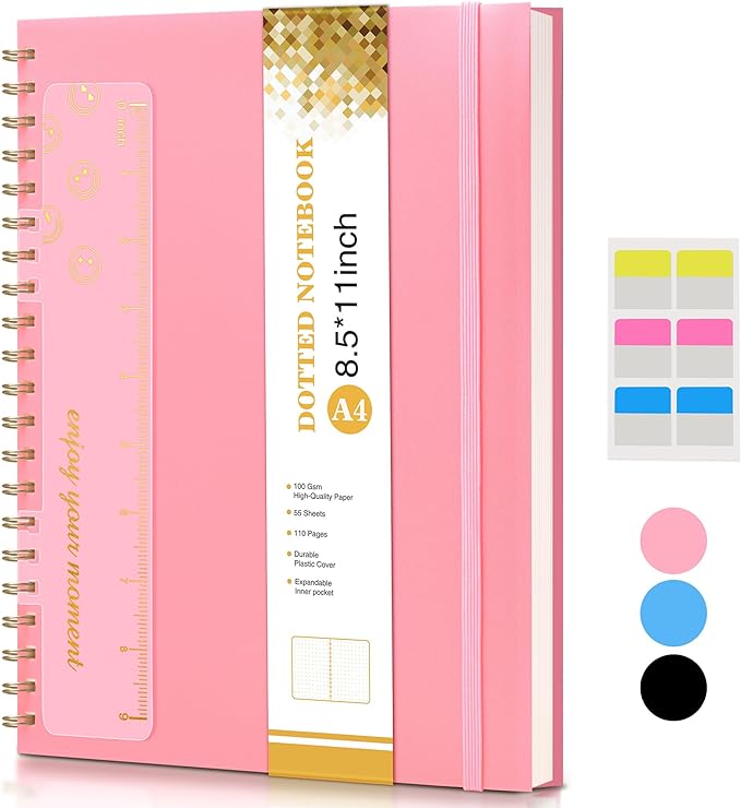 Dotted Notebook, Spiral Notebook Journal 8.5” x 11”, A4 Large Dot Grid Notebooks by UEBZFOCS